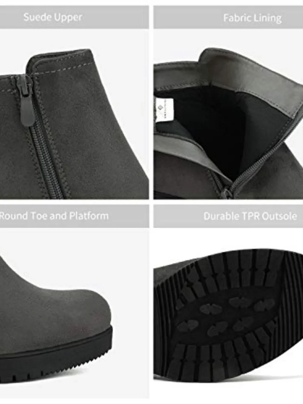 Women's Ankle Boots Chunky Heel Platform Faux Leather Short Booties